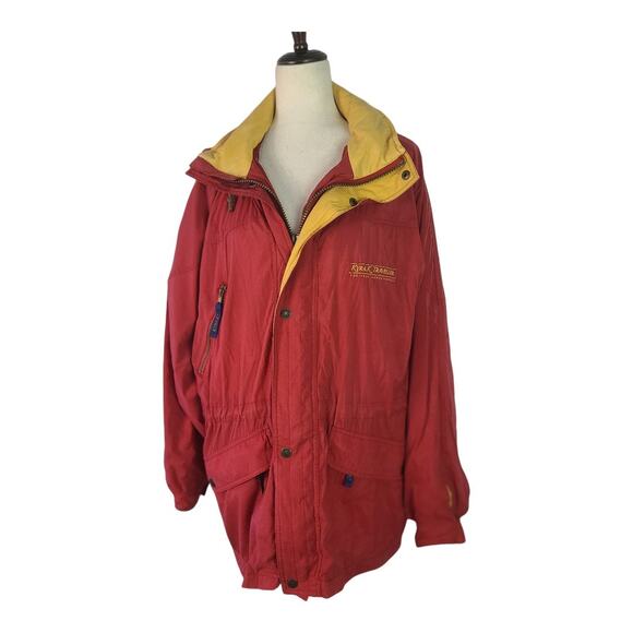 Kyra K Red Yellow Equestrian Horse Sugar Pouch Jacket Coat Windbreaker Vintage S - Picture 1 of 10